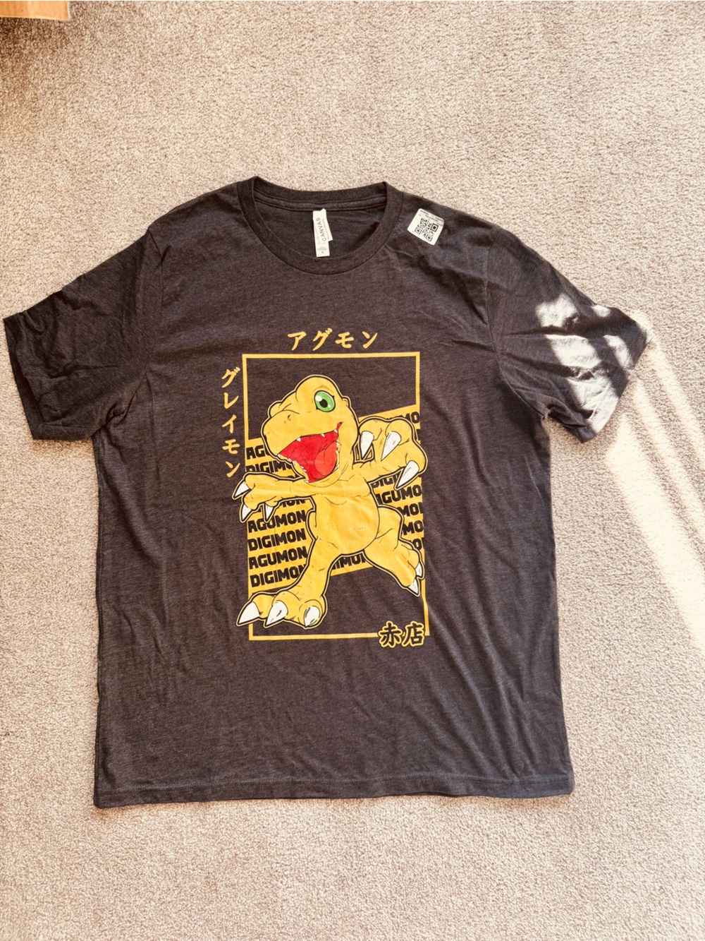 Bella+Canvas Agumon Digimon Graphic Tee Gray XL NWOT